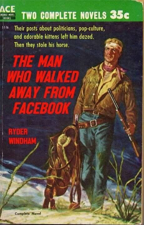 fictional cover of a trade paperback called 'The Man who Walked Away from Facebook'